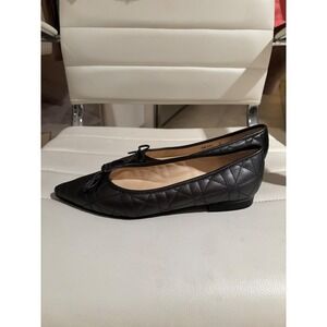 Jon Josef Black Quilted Leather Pointed Toe Ballet Flats Made in Spain Size 6